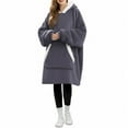 thumbnail image 2 of Sudadera con Capucha Tipo Manta para Mujer, de Forro , Cálida y Acogedora, con Bolsillo. Gris de Gamuza Talla Única, 2 of 7