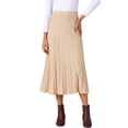 thumbnail image 1 of Faldas midi de punto de cintura alta A línea vintage casual para mujer INSPIRE CHIC S color caqui, 1 of 5