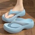 thumbnail image 2 of oqasdz Slippers for Women Summer Thick Sole Soft Non Slide Flip Flops Outdoor Beach Vacation Solid Color Slippers Casual Wear,Blue, 2 of 7