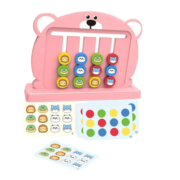 Rompecabezas de madera con combinación de colores, juguetes de aprendizaje Montessori, rompecabezas de madera para niñas Rosa claro