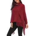 thumbnail image 4 of SAYFUT Pullover Poncho Sweater Turtleneck Capes Knitted Sweaters With Fringe Winter Warm Fashion Cape Cloak Cape Shawl Wrap, 4 of 6