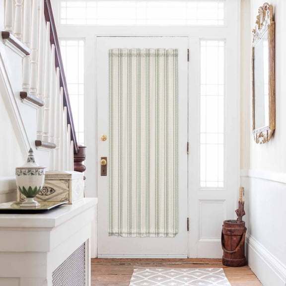 Sage Green Striped Door Curtains for Door Window, French Sidelight Front Back Door Curtains With Tieback, Modern Farmhouse Green Stripes Kitchen Rod Pocket Drapes Panel, 54"x72"