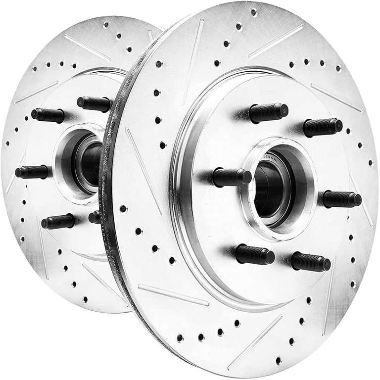 Detroit Axle - 2WD 6-Lug Front Drilled Slotted Brakes and Rotors Brake Pads  Replacement for Ford F-150 Lincoln Mark LT Fits select: 2005-2008 FORD