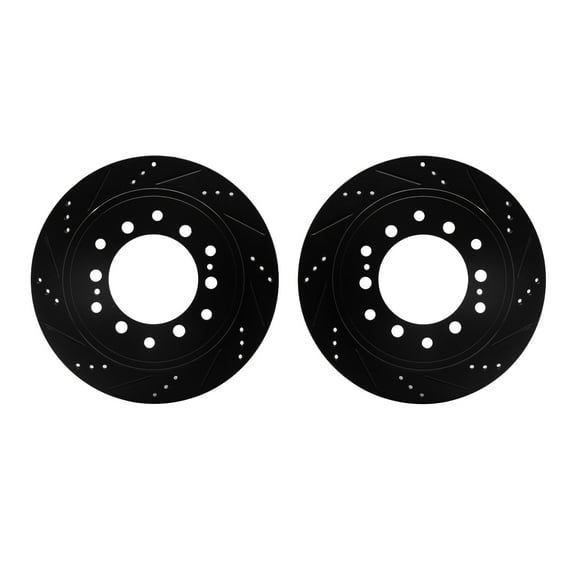 Dynamic Friction Company Rear Brake Rotors-Drilled and Slotted-Black 8002-76111