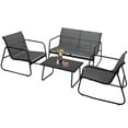 thumbnail image 2 of Ataucjin 4-Piece Outdoor Patio Furniture Conversation Set with Loveseat, 2 Textilene Fabric Chairs & Glass Coffee Table for Backyard, Balcony, Lawn, Porch, 2 of 8