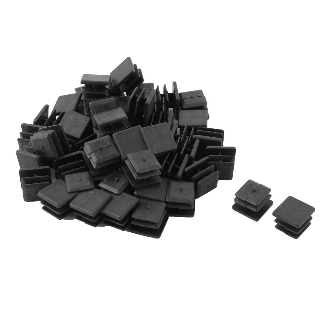 Unique Bargains 50 Pcs Antislip Plastic Square 15mm x 15mm Chair Foot Cover Table Furniture Leg Protector Black