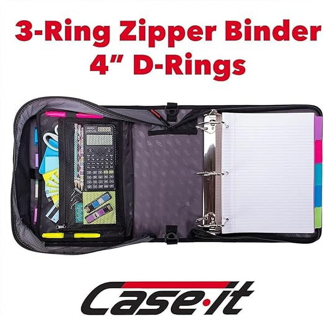 Case-It Mighty Zip Tab 3-Ring Zipper Binder with Carry