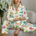 thumbnail image 5 of KLL Dinosaur Print Women's Long Sleeve Pajamas with Pants Sleepwear Loungewear 2 Set-X-Large, 5 of 7