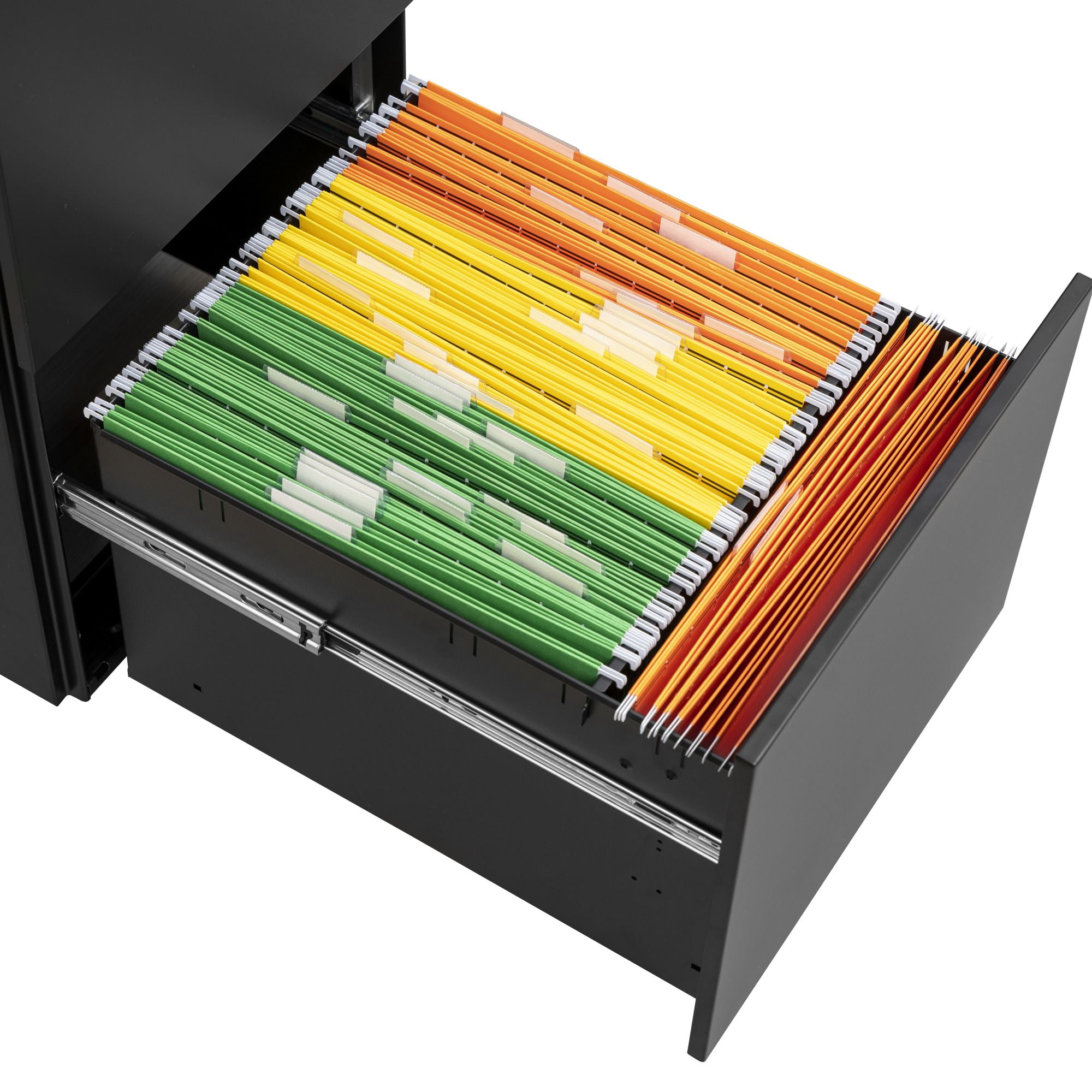 DEALTOPS Modern File Cabinet with 1 Lock and 2 Drawers for Legal/Letter A4 Size, Rolling Steel Storage Cabinet for Home and Office - Black