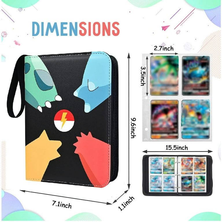 Binder for Cards - Pokmon Trading Card Collectors Album with Zipper Carrying Case Gifts for Boys Girls,Compatible with Standard Size Trading Binder for Cards - Pokmon Trading Card Collectors Album with Zipper Carrying Case Gifts for Boys Girls,Compatible with Standard Size Trading