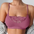 thumbnail image 2 of ZNQHFRE Women’s Solid‑Color Lace Camisole Bralette, Adjustable Thin Straps Everyday Comfort Bra Pink 2XL, 2 of 4