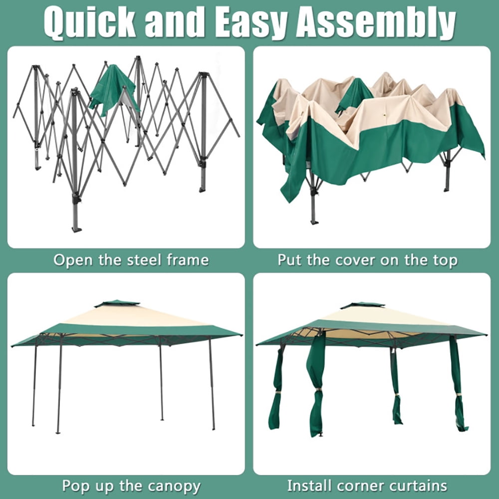 Aimee Lii 13 Feet x 13 Feet Pop Up Canopy Tent Instant Outdoor Folding Canopy Shelter, Backyard Canopy Gazebo, Green