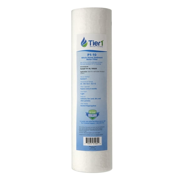 Tier1 10 Micron 10 x 2.5 Water Filter | Spun Wound Polypropylene Whole House Sediment Cartridge | Replacement for Pentek P10-10, Hydronix SDC-25-1010 | 2.5 x 10 Water Filter