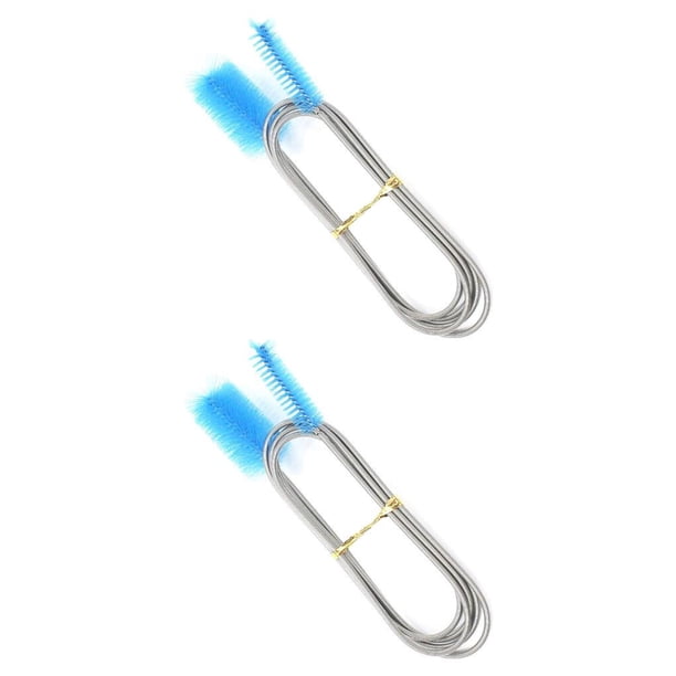 Greeniant Cepillo de limpieza de tuberías para acuario, pecera, entrada de agua, salida, tubo de manguera, cabezales dobles, cepillo de línea de nailon azul 2piezas Greeniant CBP120962