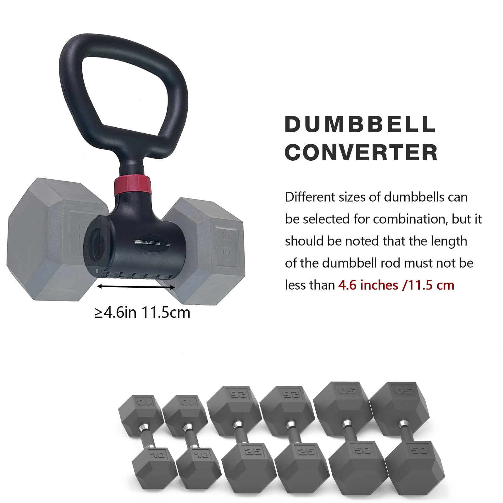 KORIKAHM Hyperbell Dumbbell Converter - Convert Dumbbells to Barbell Set and Kettlebell for Home Fitness - Adjustable & Up to 200 lb Capacity Weight Barbell for Weight Lifting