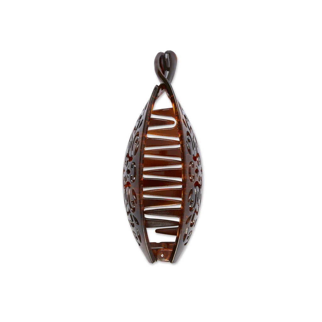 Scunci Swirl Design Large Banana Clip with Detailed Fashion Fastener in Tortoise Shell, 1ct