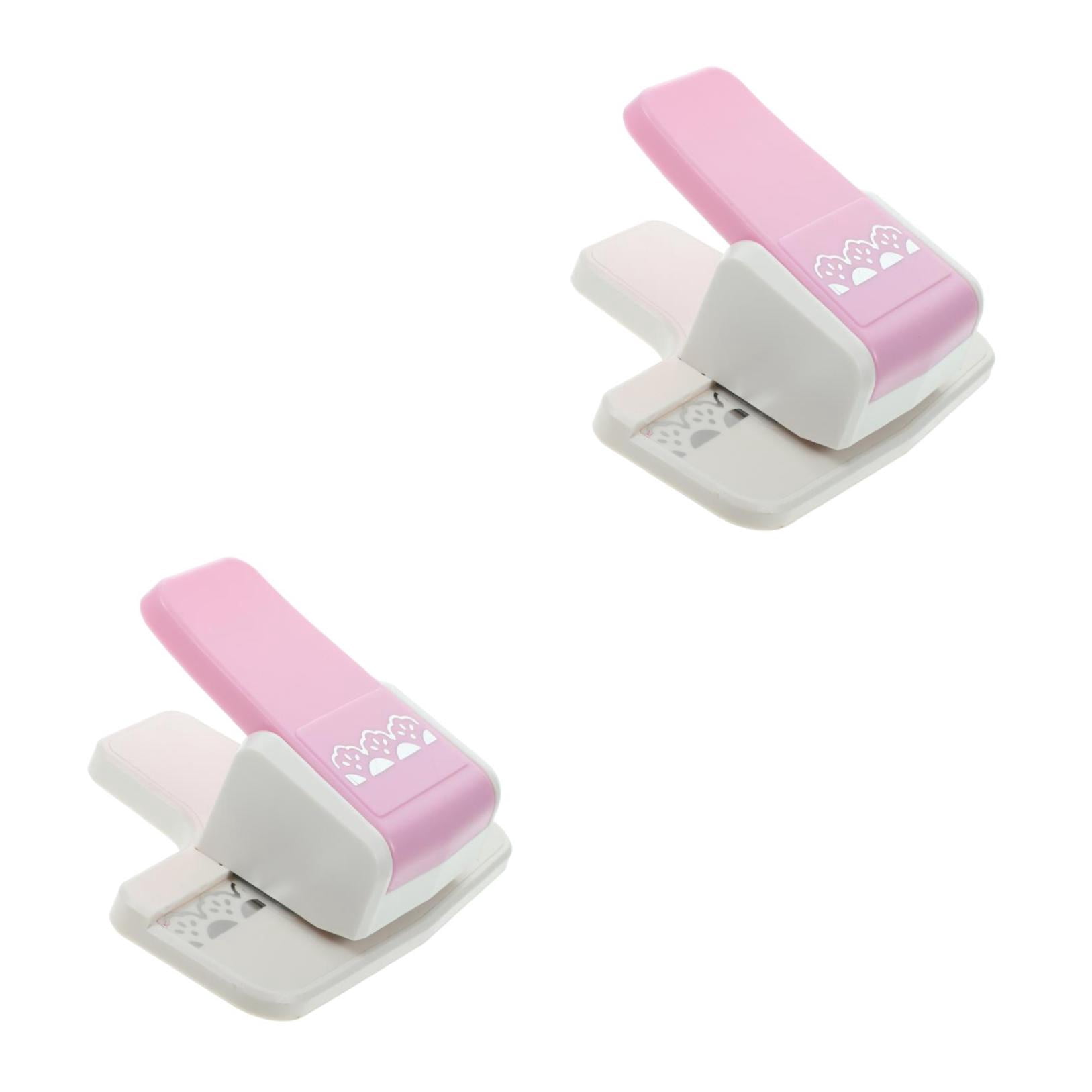 SKISUNO DIY Scrapbooking Punch Pink Plastic and Stainless Steel for Creative Use 2Pcs