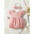 thumbnail image 2 of Bagilaanoe Newborn Baby Girl Rompers Fly Sleeve Bodysuits + Headband 3M 6M 12M 18M Infant Summer One Piece Jumpsuit, 2 of 9