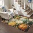 thumbnail image 3 of Area Rugs 3'x5', Teal White Pumpkins Fall Carpet Runner Indoor Outdoor Rugs Home Decor Aesthetic, Thanksgiving Floral Vintage Non Slip Mats Washable Accent Rug for Living Room Bedroom, 3 of 8