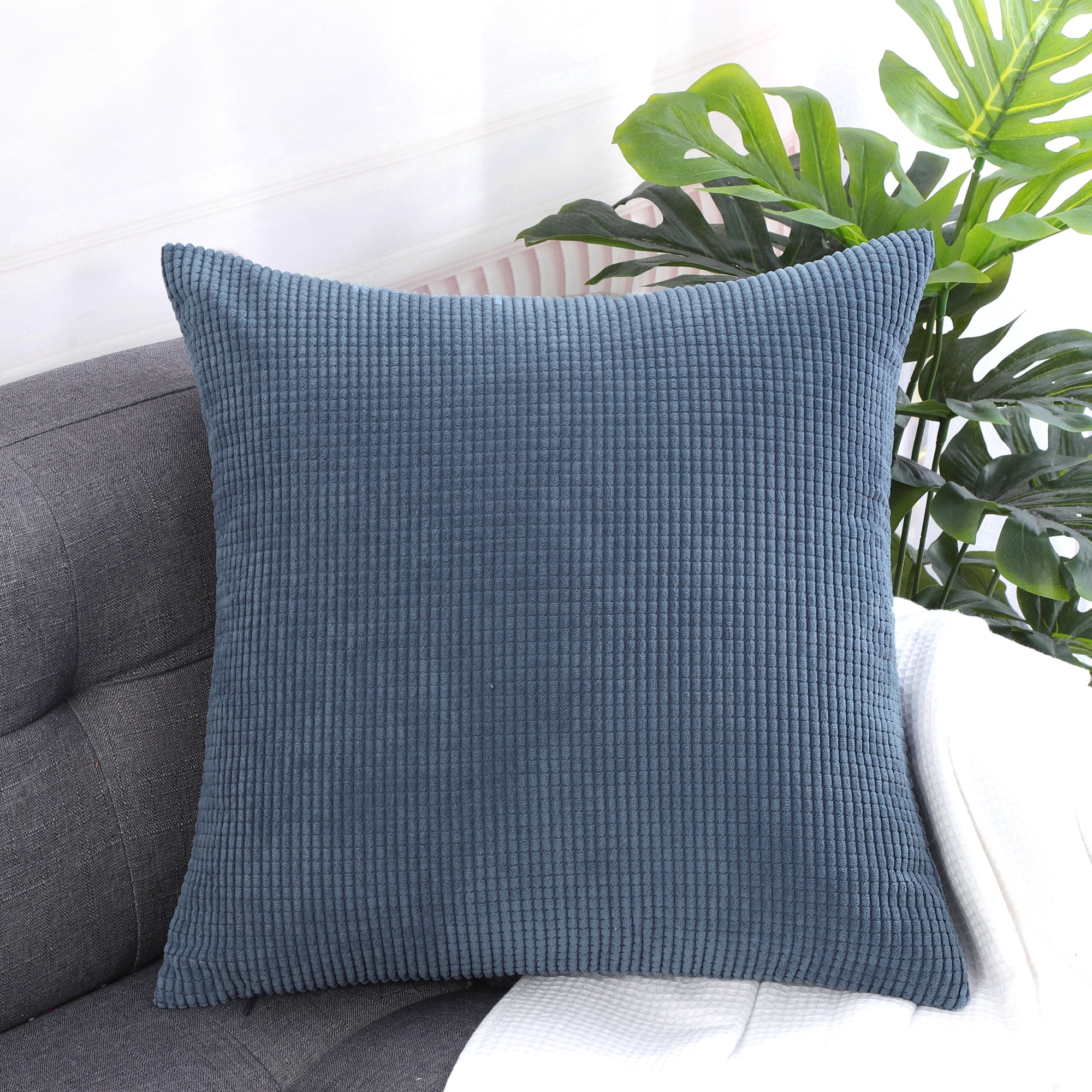 REGALWOVEN Velvet Square Decorative Throw Pillow Cover, 26"x26", Navy