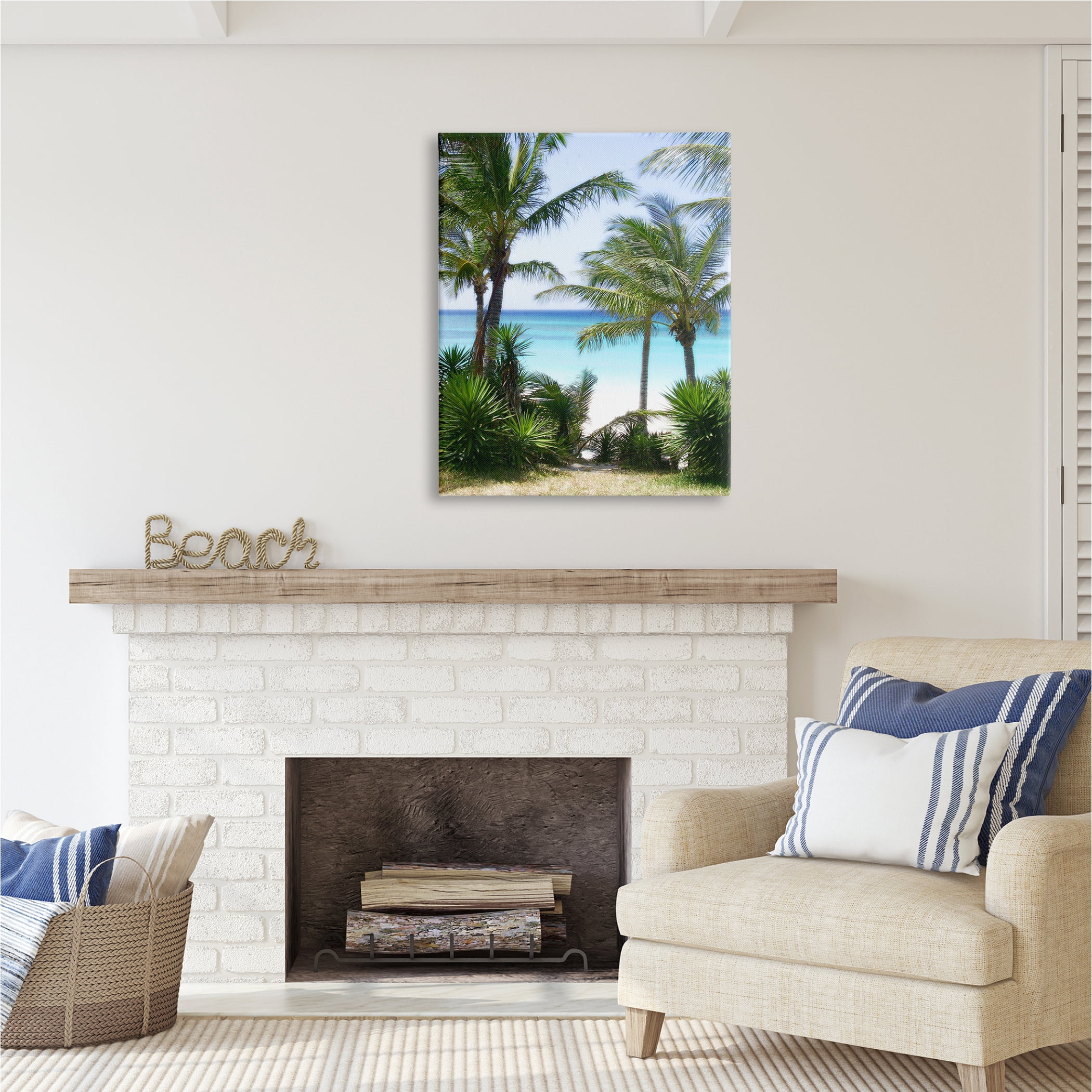 Stupell Industries Palm Trees Near Beach Nature Photography Gallery Wrapped Canvas Print Wall Art, 30 x 40
