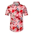 thumbnail image 5 of INSPIRE CHIC Men's Shirts Short Sleeve Floral Print Button Up Point Collar Hawaiian Shirt 50 Pink Red, 5 of 6