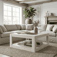 thumbnail image 3 of STYLIVIA FRANZT Square Coffee Table for Living Room or Lounge, Travertine, 31.5" L × 31.5" W × 15.5" H, 3 of 20