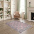 thumbnail image 2 of ODIKA 4'x6' Oushak Floral Medallion With Distressed Vintage Allover Boho Motif Washable Area Rug None for Dorm Room, Small Living Stain Resistant Low Profile, Easy Care, 2 of 7