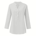 thumbnail image 6 of HOWPAY Linen Shirts for Women Summer Long Sleeve V Neck Button up Shirts Work Solid Color Tees Oversized Casual Comfy Y2K Streetwear Beige L, 6 of 6