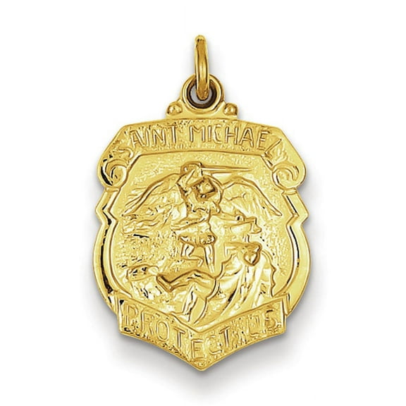 24k Gold-Plated Sterling Silver Saint Michael Badge Medal and Necklace