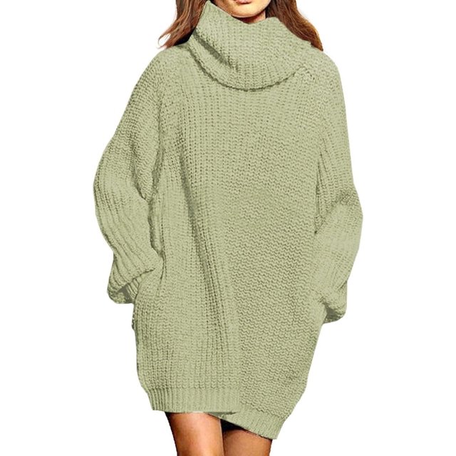 LAICAIW Robe Chandail Longue Ample à Col Roulé Oversize pour Femmes