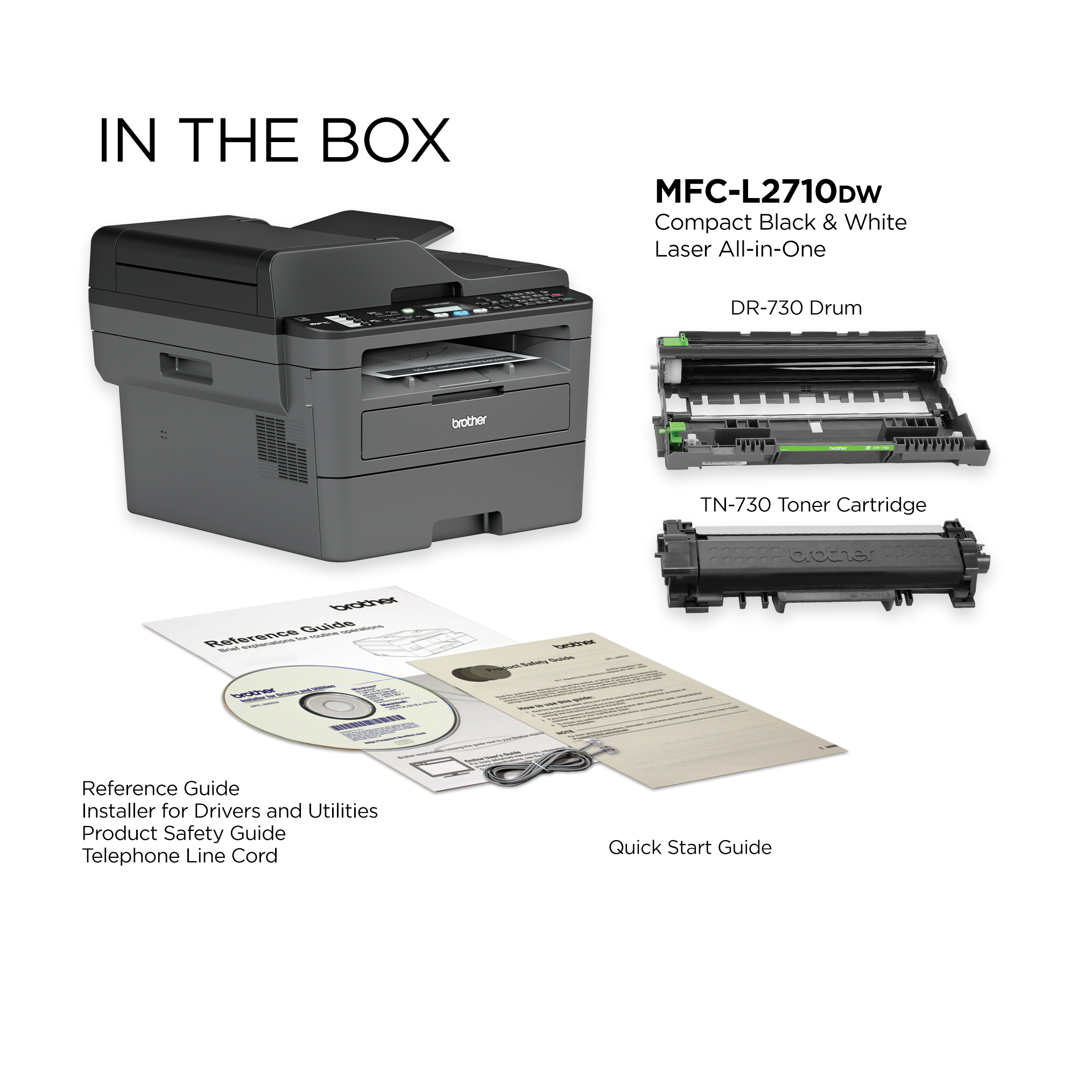Brother MFC-L2710DW Monochrome Laser All-in-One Printer, Duplex Printing, Wireless Connectivity - image 3 of 10