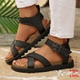 thumbnail image 3 of Rokment Women's Orthopedic Cork Footbed Platform Walking Flat Sandals Comfortable Leather Buckles Strappy Dress Sandals Arch Support Beach Summer Casual Footwear Black Size 6, 3 of 6