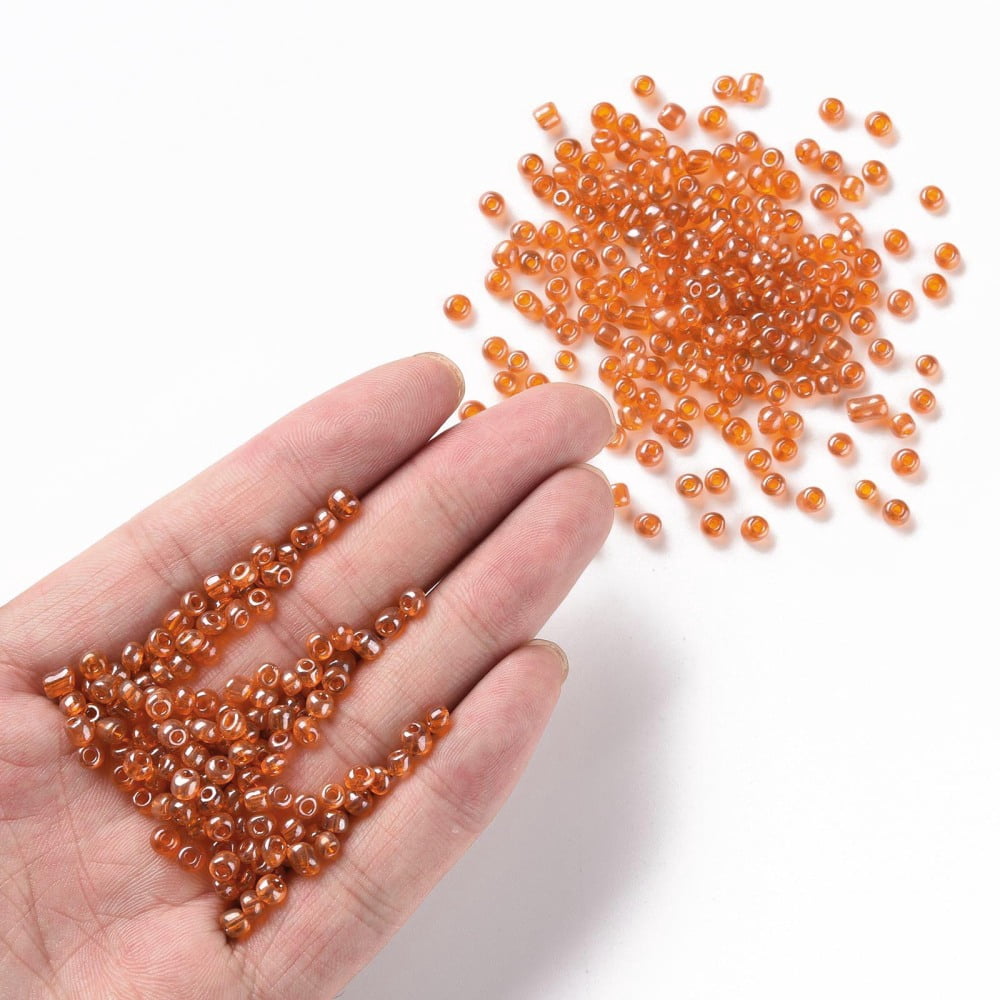 1Pound Glass Seed Beads Trans. Colours Lustered Round Dark Orange 4mm Hole: 1.5mm about 4500pcs/pound