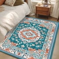 thumbnail image 5 of Turquoise Boho Large Area Rugs for Bedroom Living Room, Non Slip Carpet Bedside Rug, Ethnic Aztec Southwest Abstract Pattern Rectangular Floor Cover Kitchen Accent Rug 2.7'x5' for Dining Room/Office, 5 of 9