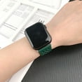 thumbnail image 6 of Band Compatible for Apple Watch 49mm 45mm 44mm 42mm Luxury PU Leather Breathable Hole Design Folding Buckle Replacement Bracelet Strap for iWatch Ultra 2/1 Series 9 8 7 6 5 4 SE 3 2 1, Green, 6 of 6
