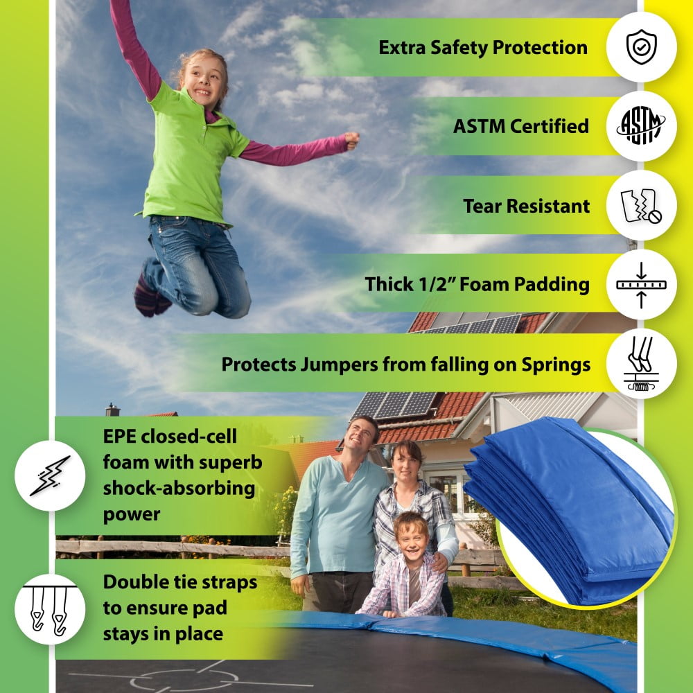 Machrus Upper Bounce Trampoline Spring Cover - Replacement Safety Pad for trampolines Fit's 48" Round Mini Rebounder Trampoline with 8 Legs - Blue