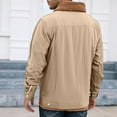 thumbnail image 4 of Homeyce Mens Winter Jackets Long Sleeve Fleece Sherpa Lined Coats Button Down Lapel Jacket with Multi Pockets Outdoor Warm Winter Heavyweight Thick Coat Outwear,Brown M, 4 of 5