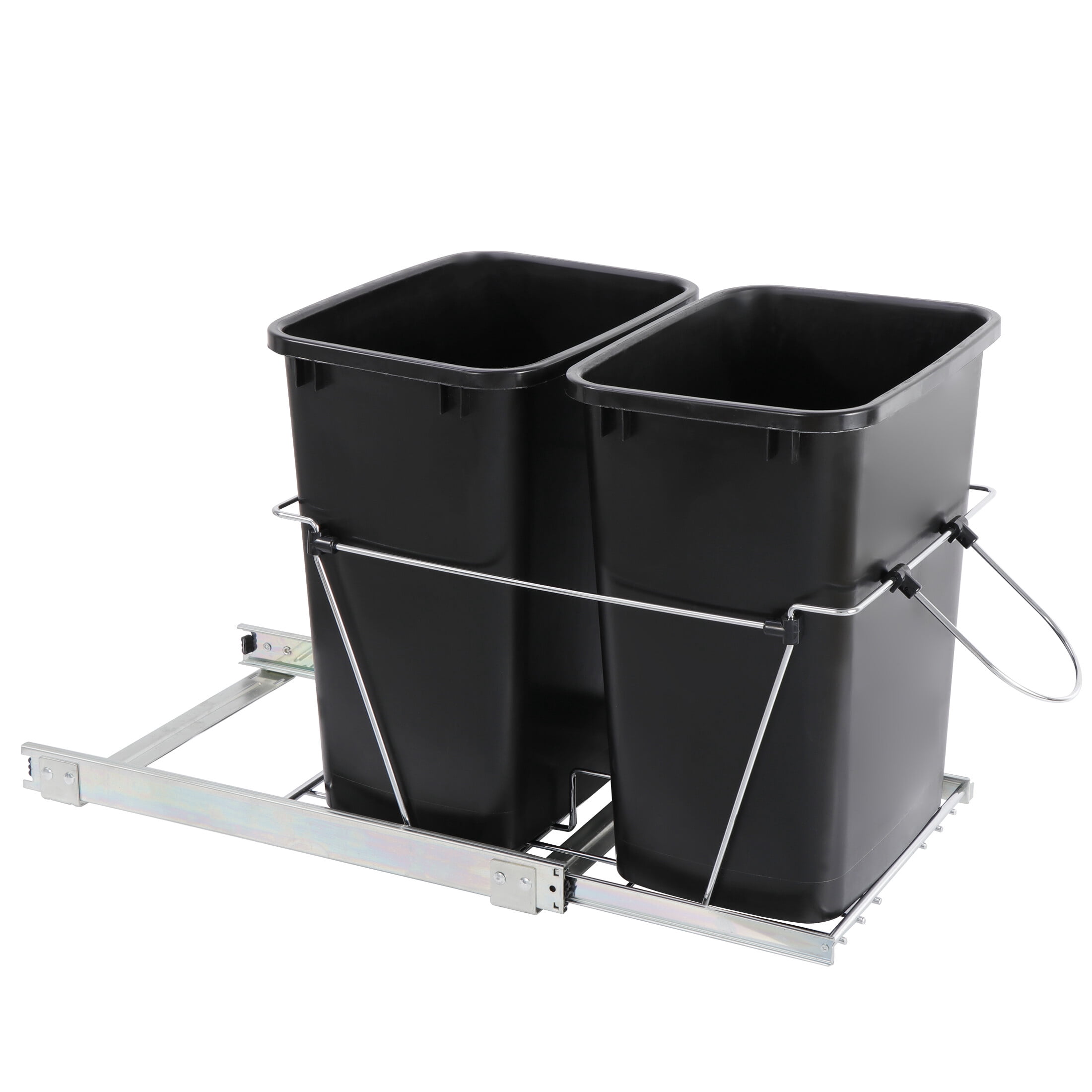 ZENSTYLE Durable 2 Pack Pull Out Trash Garbage Can 35 Quart Sliding Kitchen Waste Container Saving Space Indoor