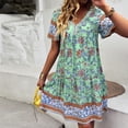 thumbnail image 5 of Summer Dresses for Women Maxi Dress V-Neck Short-Sleeved Dress Casual Holiday A-Line Skirt, 5 of 7