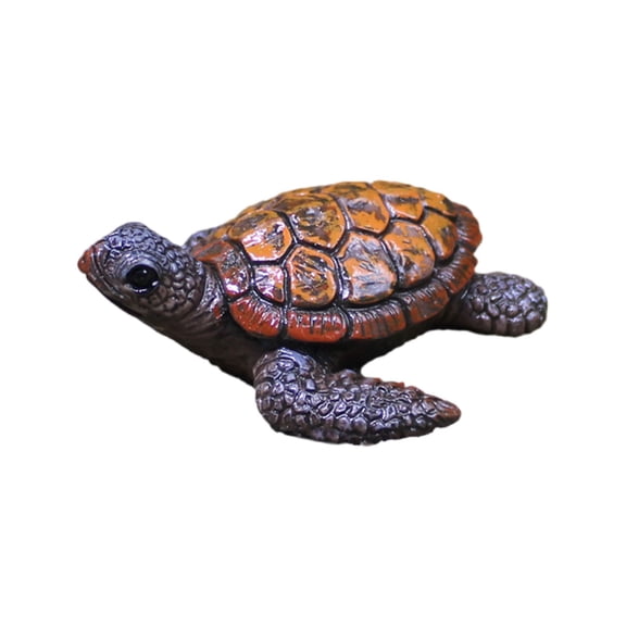 Realistic Resin Sea Turtle Figurine, Hand Painted Mini Tortoise Statue For Garden Aquarium And Fish Tank Decor, Cute Ocean Animal Ornament For Home Desktop Display, Orange (Multicolor, 7.6*6.5*3CM)