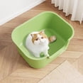 thumbnail image 4 of Small Cat Litter Box with High Sides,Cat Boxes for Indoor Cats,Cat Litter Pan for Kitty,Litter Box with Low Entry,Easy to Clean,Anti-Splashing (Green), 4 of 6