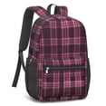 thumbnail image 2 of Pink and Black Checkered Pattern 17" School Backpacks for Teens,Waterproof Oxford Fabric,S-Shape Padded Straps for School,Travel,Hiking,Camping, 2 of 6