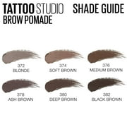 Maybelline Tattoo Studio Brow Pomade Long Lasting, Buildable, Eyebrow Makeup, Deep Brown, 0.11 oz