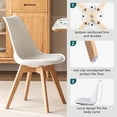 thumbnail image 3 of Kadyn Dining Chairs, Set of 4, Mid-Century Modern Dining Room Kitchen Chairs with PU Leather Cushions and Wooden Legs for Home, Living Room, Bedroom, Lounge, Casual Chairs, White, 3 of 7