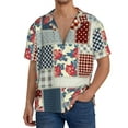 thumbnail image 3 of Disketp Men's Hawaiian Patchwork In Country Style Print Shirts Button Down Holiday Beach Shirts-Large, 3 of 7