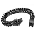 thumbnail image 3 of QQTDFG 13/16mm Heavy Gold Black Silver Color Stainless Steel Curb Chain Men Bracelet-Black-13mm-9.5 inches bracelet, 3 of 4