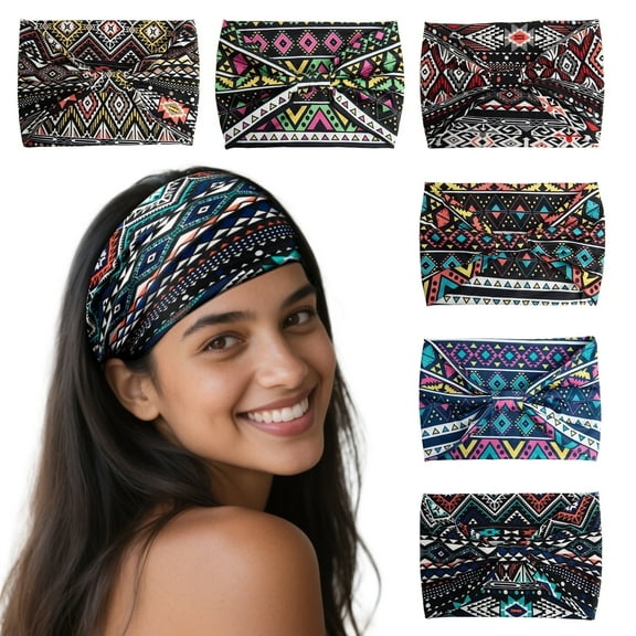 XXXFLOWER 6 Pcs Head Bands for Women Trendy Wide Knotted Headband Workout Fitness Yoga Athletic Head Wraps Boho Hair Accessories
