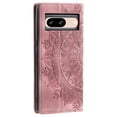 thumbnail image 4 of Case for Google Pixel 8 Wallet Case for Women Girls with Card Holder, Embossed Flower Pattern Magnetic Flip PU Leather Purse Protective Phone Cover for Google Pixel 8, Pink, 4 of 10