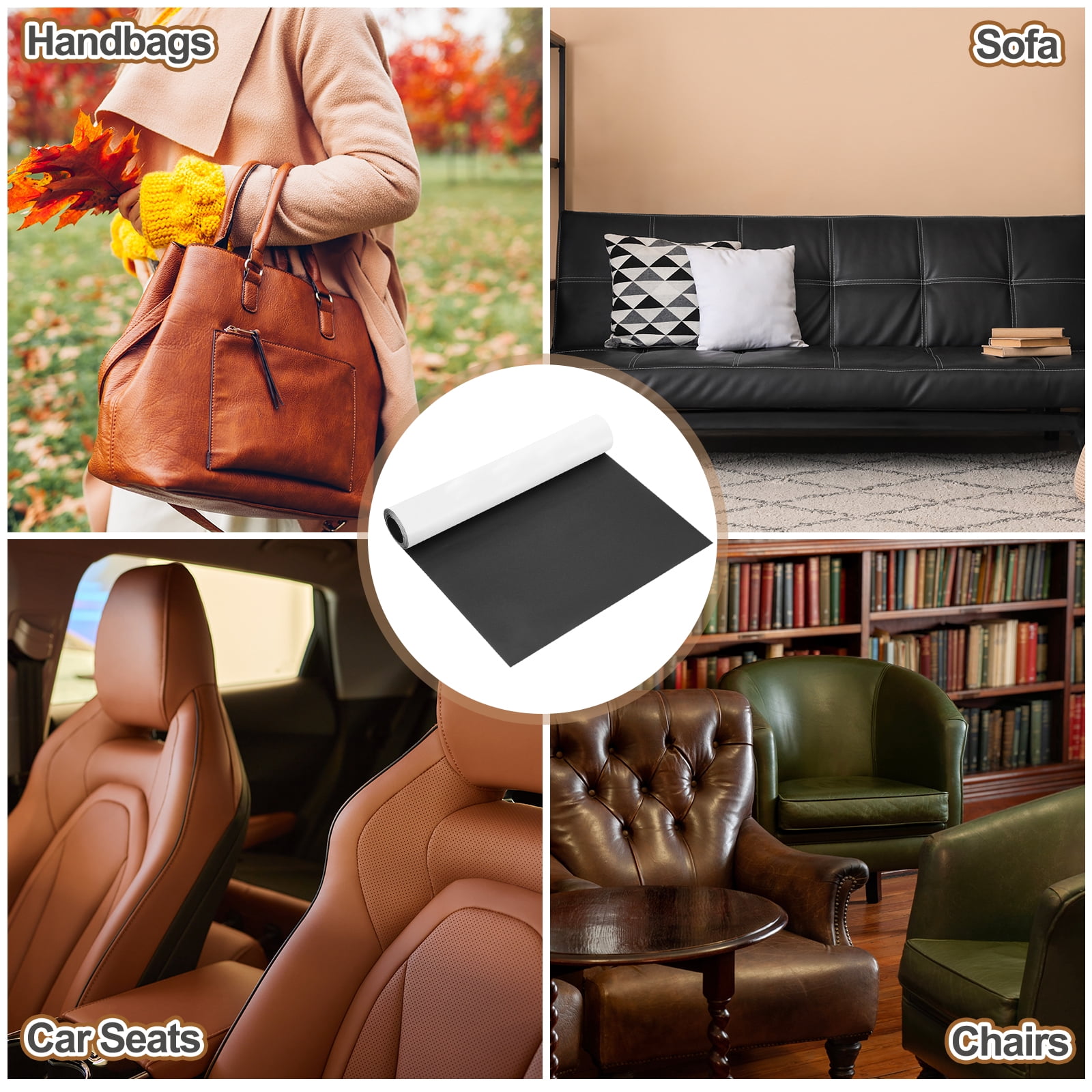 Uxcell Leather Repair Patch 16"x79" Self-Adhesive Leather Vinyl Repair Tape Kit for Furniture Couches Sofa Chair Car Boat Seats Jackets, Black
